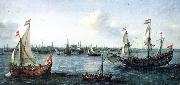 VROOM, Hendrick Cornelisz. The Harbour in Amsterdam we oil on canvas